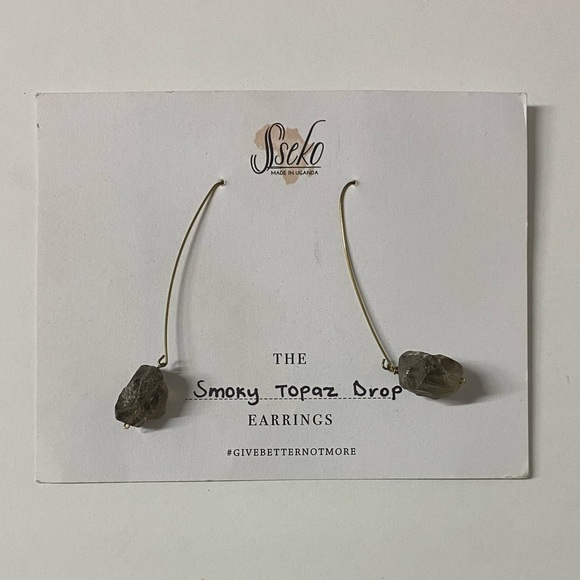 Sseko Smokey Topaz Drop Dangle Earrings - Picture 2 of 4